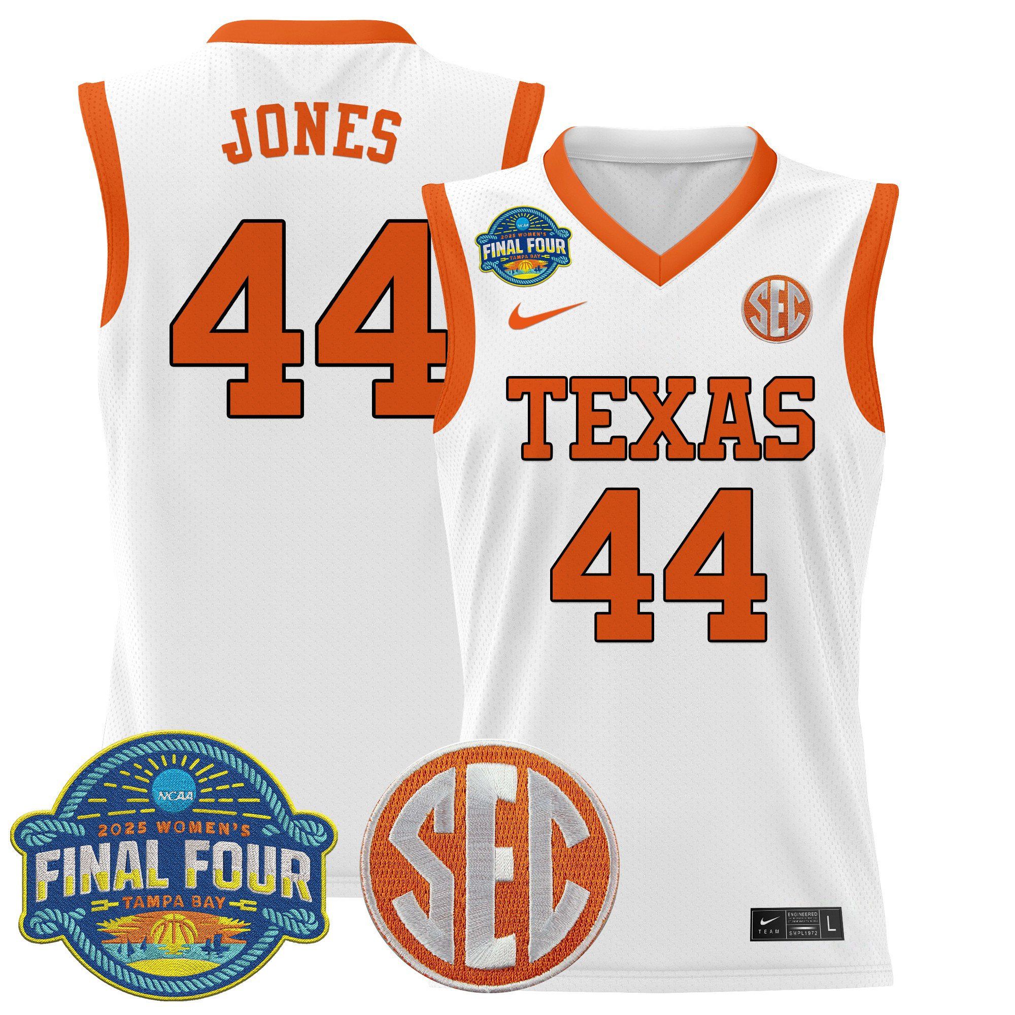 Men Texas Longhorns #44 Jones White Nike 2025 Final Four Patch Lightweight Basketball NCAA Jersey